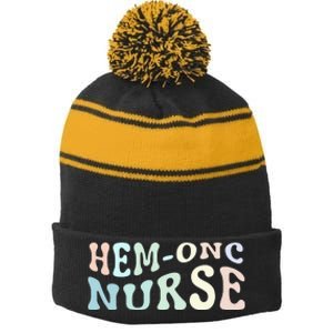 Hematology/Oncology Pediatric Hem/Onc RN Nurse Appreciation Stripe Pom Pom Beanie