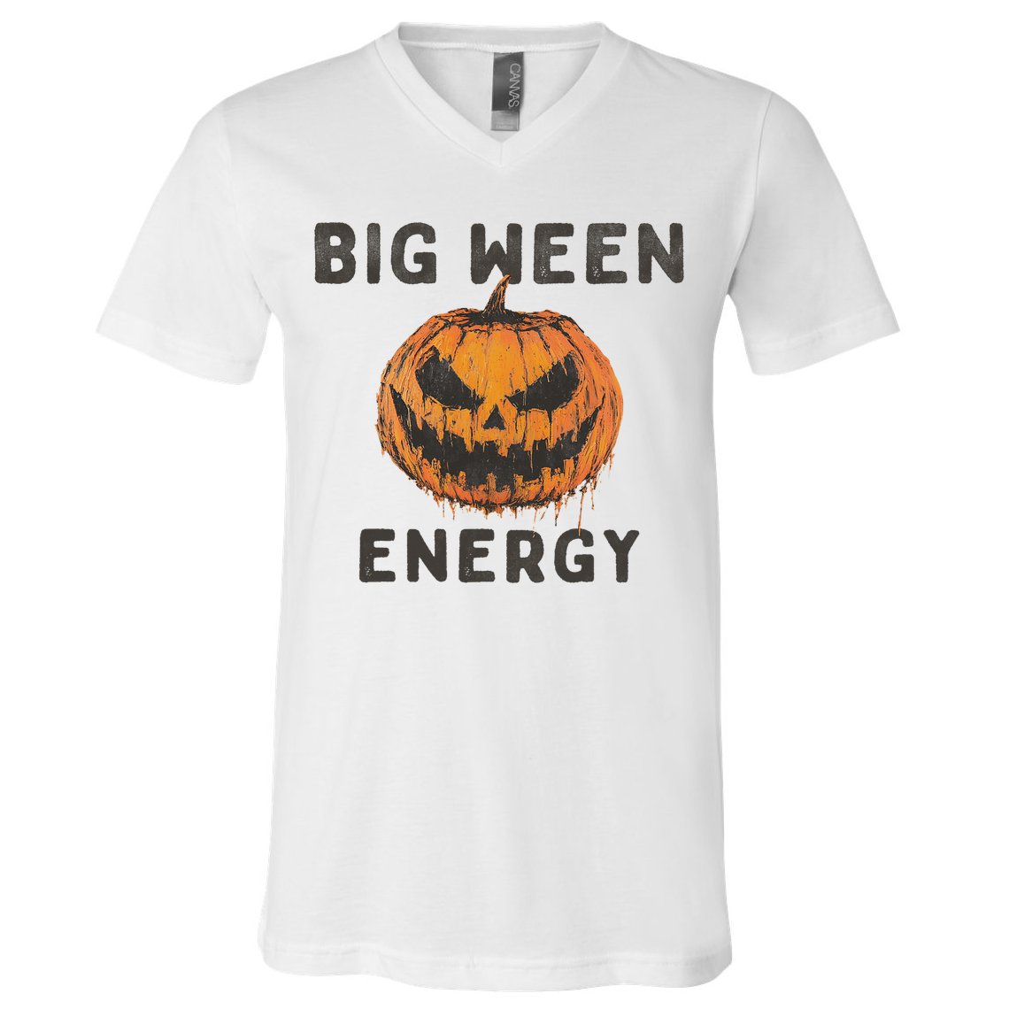 Halloween Pumpkin Head Big Ween Energy Spooky V-Neck T-Shirt