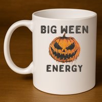Halloween Pumpkin Head Big Ween Energy Spooky 11oz C Handle Ceramic Mug