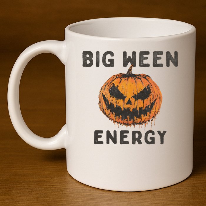 Halloween Pumpkin Head Big Ween Energy Spooky 11oz C Handle Ceramic Mug