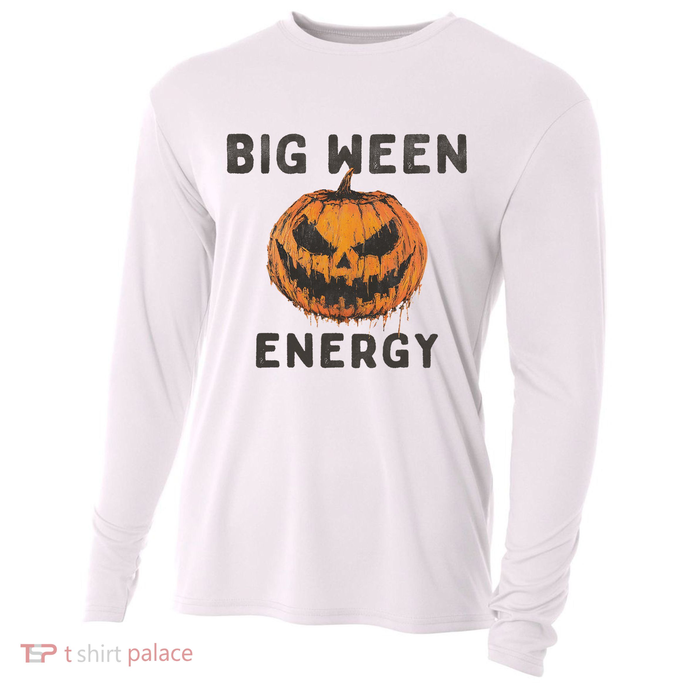 Halloween Pumpkin Head Big Ween Energy Spooky Cooling Performance Long Sleeve Crew