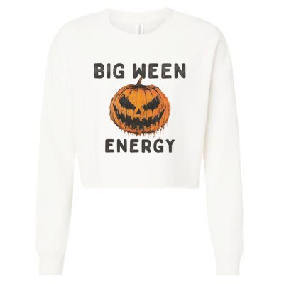 Halloween Pumpkin Head Big Ween Energy Spooky Cropped Pullover Crew