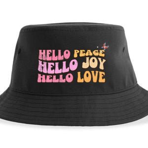 Hello Peace Hello Joy Hello Love Christian  Sustainable Bucket Hat