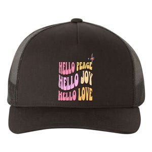 Hello Peace Hello Joy Hello Love Christian Faith Follower Yupoong Adult 5-Panel Trucker Hat