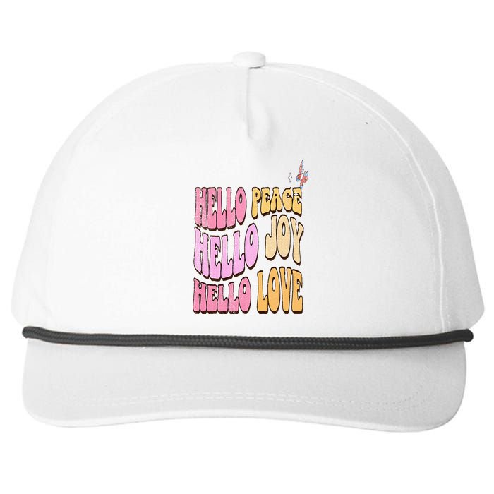 Hello Peace Hello Joy Hello Love Christian Faith Follower Snapback Five-Panel Rope Hat