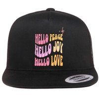 Hello Peace Hello Joy Hello Love Christian Faith Follower Flat Bill Trucker Hat