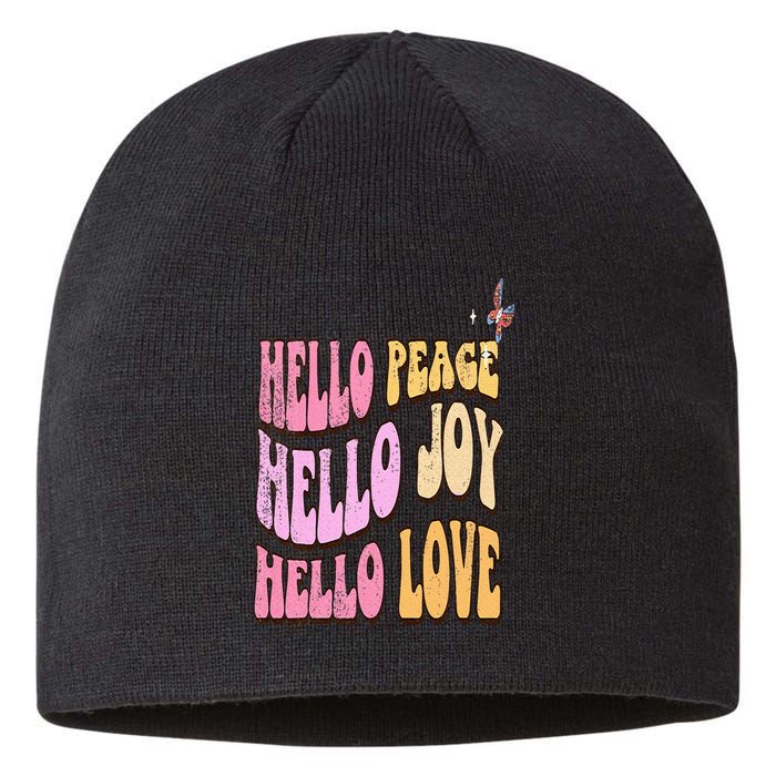 Hello Peace Hello Joy Hello Love Christian Faith Follower Sustainable Beanie