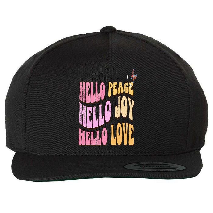 Hello Peace Hello Joy Hello Love Christian Faith Follower Wool Snapback Cap