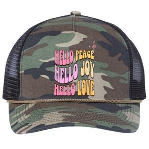 Hello Peace Hello Joy Hello Love Christian Faith Follower Retro Rope Trucker Hat Cap