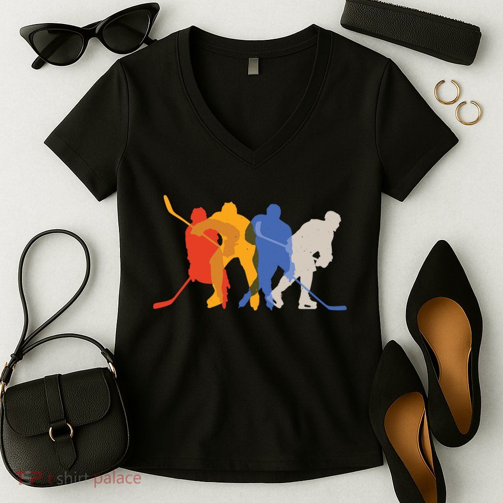 Hockey Players Women's V-Neck T-Shirt