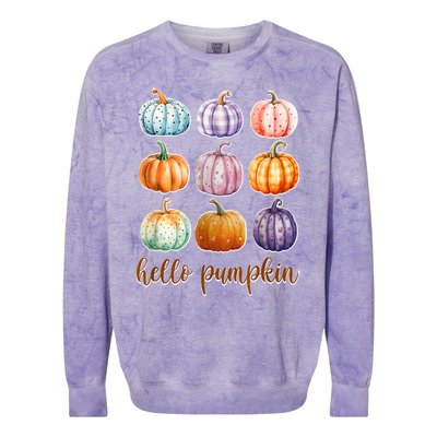 Hello Pumpkin Happy Halloween Colorblast Crewneck Sweatshirt