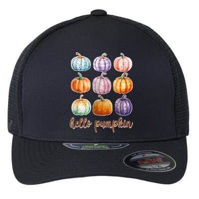 Hello Pumpkin Happy Halloween Flexfit Unipanel Trucker Cap