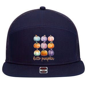 Hello Pumpkin Happy Halloween 7 Panel Mesh Trucker Snapback Hat