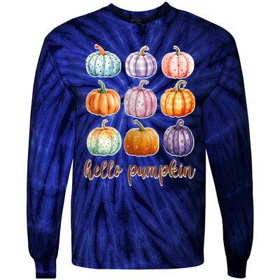 Hello Pumpkin Happy Halloween Tie-Dye Long Sleeve Shirt