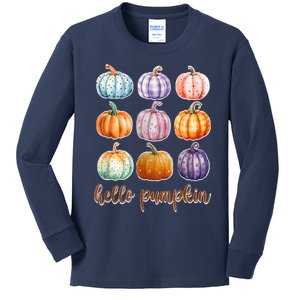 Hello Pumpkin Happy Halloween Kids Long Sleeve Shirt