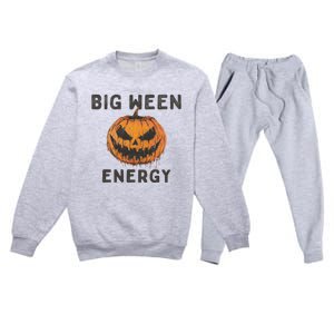 Halloween Pumpkin Head Big Ween Energy Spooky Premium Crewneck Sweatsuit Set