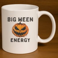 Halloween Pumpkin Head Big Ween Energy Spooky 11oz C Handle Ceramic Mug