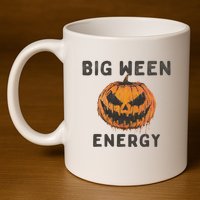 Halloween Pumpkin Head Big Ween Energy Spooky 11oz C Handle Ceramic Mug