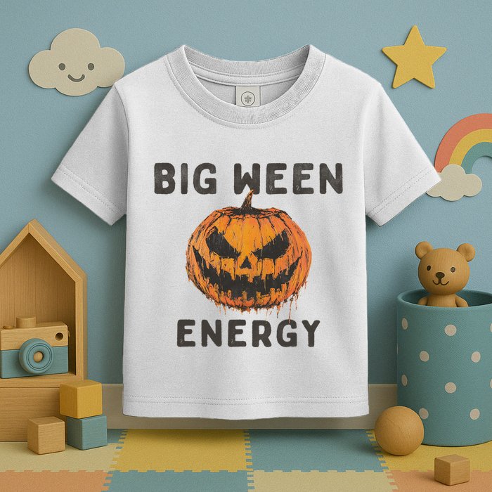 Halloween Pumpkin Head Big Ween Energy Spooky Toddler T-Shirt