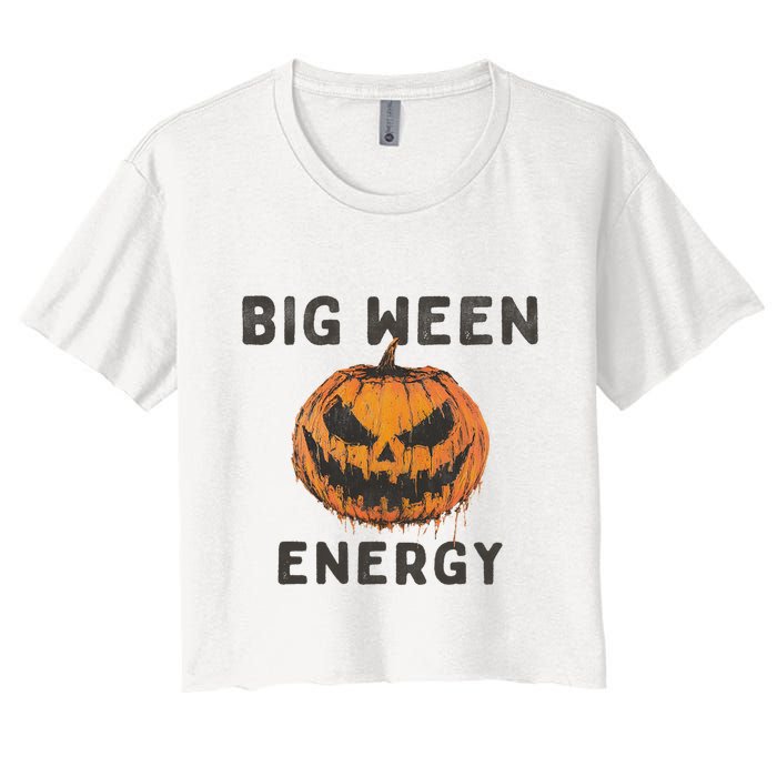Halloween Pumpkin Head Big Ween Energy Spooky Crop Top