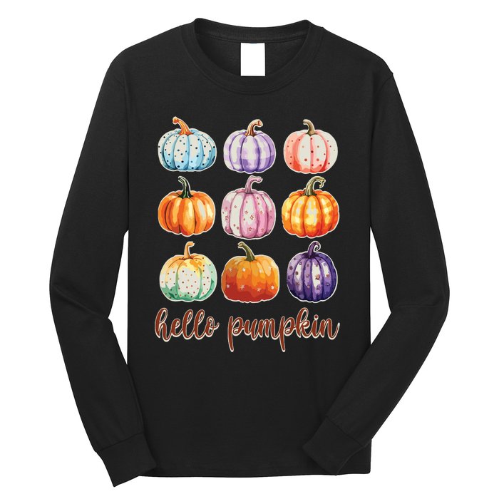 Hello Pumpkin Happy Halloween Long Sleeve Shirt