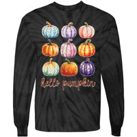 Hello Pumpkin Happy Halloween Tie-Dye Long Sleeve Shirt