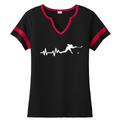 Hockey Player Heartbeat Ice Hockey Gift Ladies Halftime Notch Neck Tee