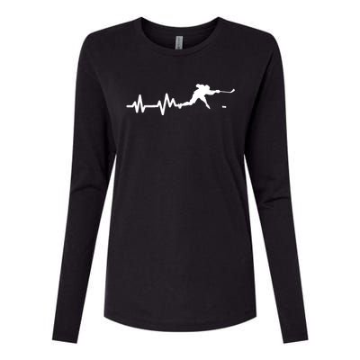 Hockey Player Heartbeat Ice Hockey Gift Womens Cotton Relaxed Long Sleeve T-Shirt