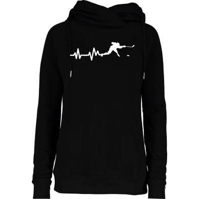 Hockey Player Heartbeat Ice Hockey Gift Womens Funnel Neck Pullover Hood