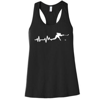 Hockey Player Heartbeat Ice Hockey Gift Women's Racerback Tank