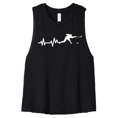 Hockey Player Heartbeat Ice Hockey Gift Women's Racerback Cropped Tank