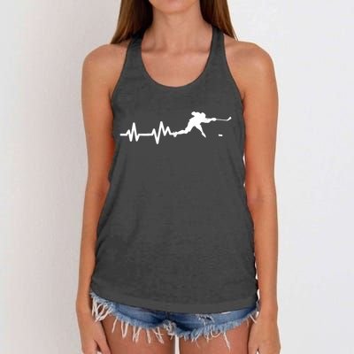 Hockey Player Heartbeat Ice Hockey Gift Women's Knotted Racerback Tank