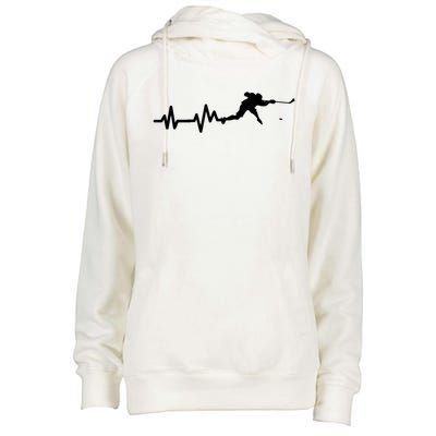 Hockey Player Heartbeat Hockey Womens Funnel Neck Pullover Hood