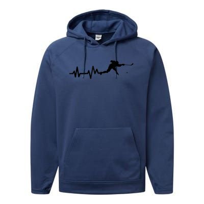 Hockey Player Heartbeat Hockey Performance Fleece Hoodie