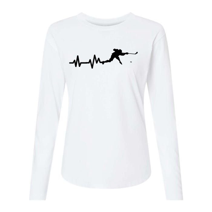 Hockey Player Heartbeat Hockey Womens Cotton Relaxed Long Sleeve T-Shirt