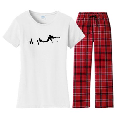 Hockey Player Heartbeat Hockey Women's Flannel Pajama Set