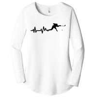 Hockey Player Heartbeat Hockey Women's Perfect Tri Tunic Long Sleeve Shirt