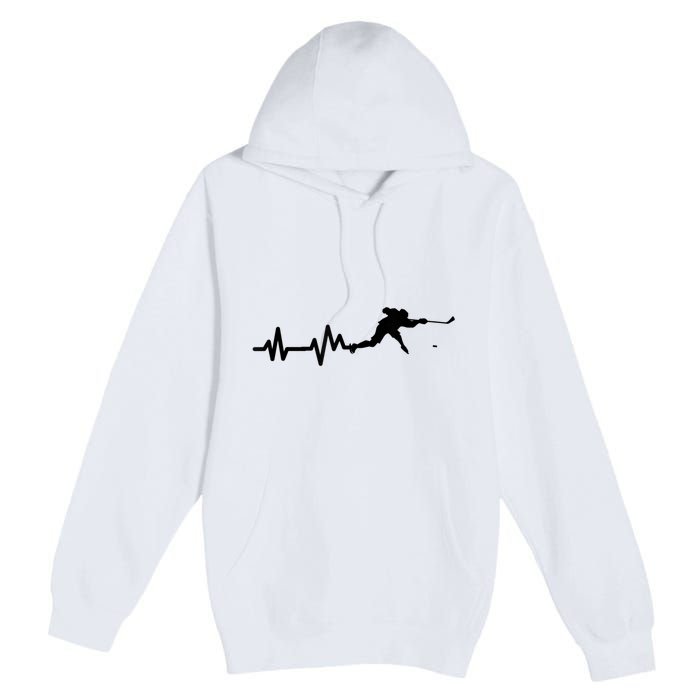 Hockey Player Heartbeat Hockey Premium Pullover Hoodie