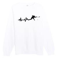 Hockey Player Heartbeat Hockey Premium Crewneck Sweatshirt