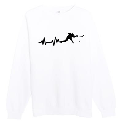 Hockey Player Heartbeat Hockey Premium Crewneck Sweatshirt