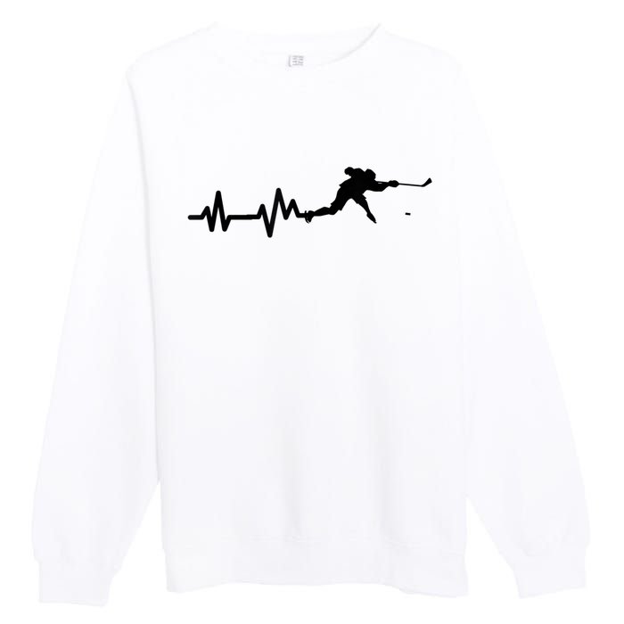 Hockey Player Heartbeat Hockey Premium Crewneck Sweatshirt