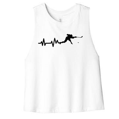 Hockey Player Heartbeat Hockey Women's Racerback Cropped Tank