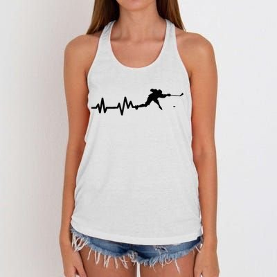 Hockey Player Heartbeat Hockey Women's Knotted Racerback Tank