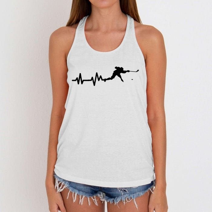 Hockey Player Heartbeat Hockey Women's Knotted Racerback Tank