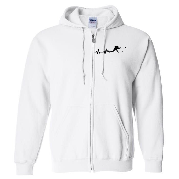 Hockey Player Heartbeat Hockey Full Zip Hoodie