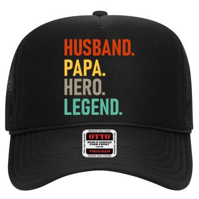 Husband Papa Hero Legend High Crown Mesh Back Trucker Hat