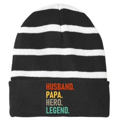 Husband Papa Hero Legend Striped Beanie with Solid Band