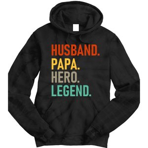 Husband Papa Hero Legend Tie Dye Hoodie