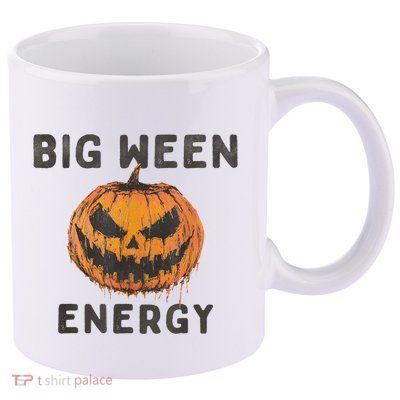 Halloween Pumpkin Head Big Ween Energy Spooky 11oz C Handle Ceramic Mug