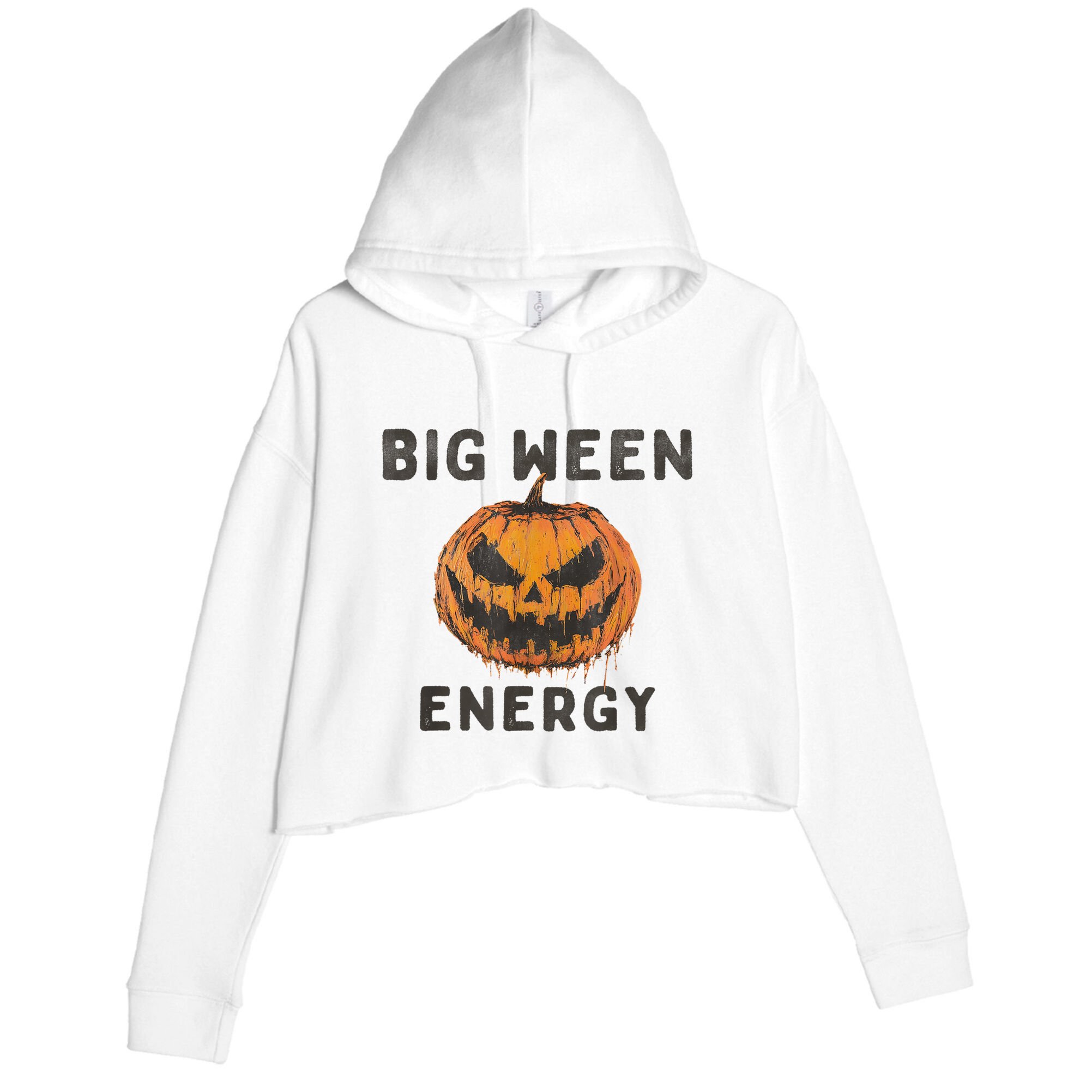 Halloween Pumpkin Head Big Ween Energy Spooky Crop Fleece Hoodie
